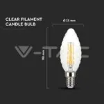 V-TAC VT-214367 LED Крушка 4W Filament E14 Кендъл Спирала Димиращ 3000K