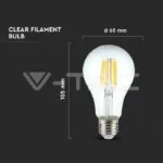 V-TAC VT-214412 LED Крушка 10W Filament E27 A60 6500К