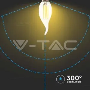 V-TAC VT-214430 LED Крушка 4W Filament E14 Кендъл Пламък 6500K