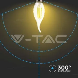 V-TAC VT-214431 LED Крушка 4W Filament E14 Кендъл Спирала Пламък 4000K