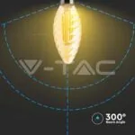 V-TAC VT-217115 LED Крушка 4W Filament E14 Кендъл Амбър Спирала 2200K
