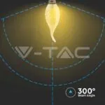 V-TAC VT-217116 LED Крушка 4W Filament E14 Кендъл Амбър Спирала Плам 2200K