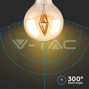 V-TAC VT-217148 LED Крушка 4W Filament E27 G80 Амбър 2200K