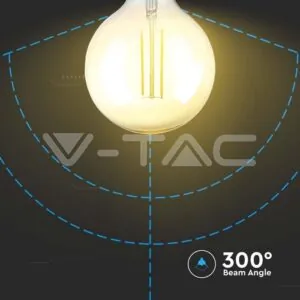 V-TAC VT-217155 LED Крушка 8W Filament E27 G125 Амбър Димиращ 3000K