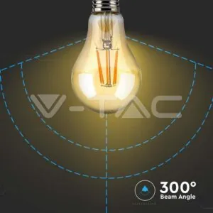 V-TAC VT-217157 LED Крушка 10W Filament E27 A60 Амбър 2200К