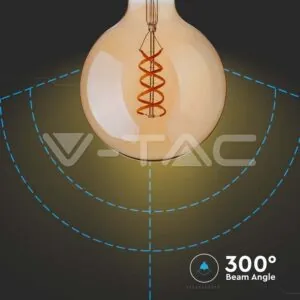V-TAC VT-217217 LED Крушка 5W Filament E27 G95 Амбър 1800K