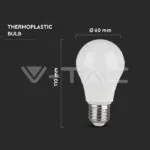 V-TAC VT-217351 LED Крушка 10.5W E27 A60 Термо Пластик 6400K 10Бр/Сет