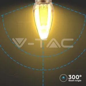 V-TAC VT-217472 LED Крушка 2W Filament E14 Кендъл Амбър Арт 1800K