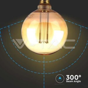 V-TAC VT-217475 LED Крушка 4W Filament E27 G125 Амбър ART 1800К
