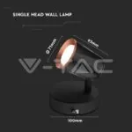 V-TAC VT-218251 6W LED Единична Спот Лампа 3000К Черна