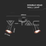 V-TAC VT-218257 12W LED Двойна Спот Лампа 4000К Черна
