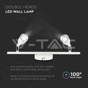 V-TAC VT-218266 9W LED Двойна Спот Лампа 3000К Бяла