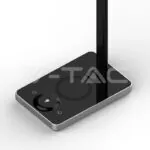 V-TAC VT-218602 5W Настолна Лампа 3в1 Безжично Зареждане GSM Черна Правоъгълна Основа