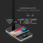 V-TAC VT-218602 5W Настолна Лампа 3в1 Безжично Зареждане GSM Черна Правоъгълна Основа