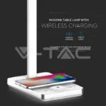 V-TAC VT-218603 5W Настолна Лампа 3в1 Безжично Зареждане GSM Бяла Правоъгълна Основа