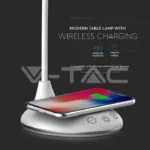 V-TAC VT-218605 5W Настолна Лампа 3в1 Безжично Зареждане GSM Бяла Кръгла Основа