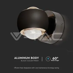 V-TAC VT-23007 10W LED Стенна Лампа Черно Тяло 3000K