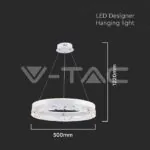 V-TAC VT-23099 LED Осветител 25W Висящ Един Ринг 3000К Бяло Тяло