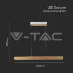 V-TAC VT-23100 12W LED Висяща Лампа Дърво 4000К