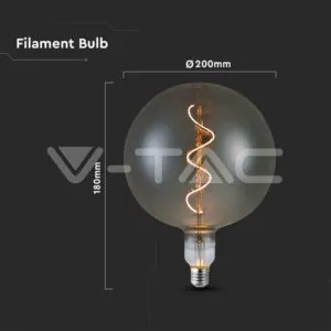 V-TAC VT-23170 LED Крушка 4W Filament Спирала G200S 2700K Опушен