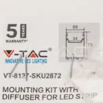 V-TAC VT-2872 Монтажен Кит с Дифузер за LED Лента Алуминиев 2000x50x75мм Мат