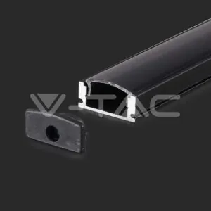 V-TAC VT-2877 Монтажен Kитс Дифузер за LED Лента Алуминиев Черен 2000x19x19мм