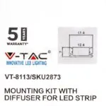 V-TAC VT-2873 Монтажен Kитс Дифузер за LED Лента Алуминиев Черен 2000x17.4x7мм