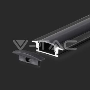 V-TAC VT-2875 Монтажен Kитс Дифузер за LED Лента Алуминиев Черен 2000x24.7x7мм