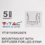 V-TAC VT-2878 Монтажен Kитс Дифузер за LED Лента Алуминиев Мат 2000x17.2x15.5мм
