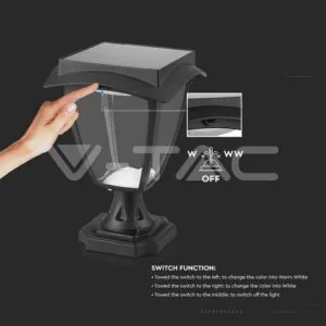 V-TAC VT-2893 2W LED Соларна Наземна Лампа Черен Мат 3000К+6000К