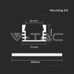V-TAC VT-3358 Монтажен Kит С Дифузер За LED Лента Алуминиев Мат 2000 x 17.4 x 12.1mm
