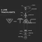 V-TAC VT-352 7W LED Прожектор Релсов Монтаж SAMSUNG Чип Бял 5000K