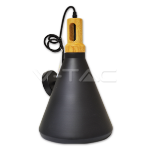 V-TAC VT-3762 Пендел Черна Шапка Основа Дърво Голям Ф250