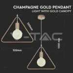 V-TAC VT-3837 Геометричен Пендел Златно Шампанско Триъгълник