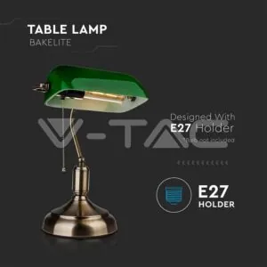 V-TAC VT-3912 Настолна Лампа Банкер Е27 Зелена