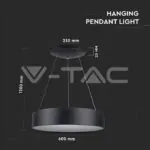 V-TAC VT-3996 30 LED Пендел Димиращ Черен 3000K