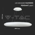 V-TAC VT-40101 105W LED Висящ Пендел Бял 3000K