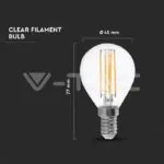 V-TAC VT-7366 LED Крушка 4W Кръстосан Filament E14 P45 Мат Топла светлина 2бр/Блистер