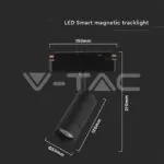 V-TAC VT-6888 8W LED Магнитно Релсово SMART Тяло Черно 3 в 1