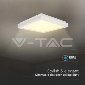 V-TAC VT-6918 LED Осветител 48W Квадрат за Таван Бяла Рамка 4000K Димиращ