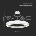 V-TAC VT-6962 LED Осветител 90W Висящ Димиращ 4000K Бял