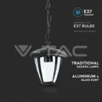 V-TAC VT-7058 Градинска Висяща Лампа E27 Черен IP44