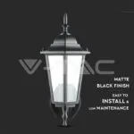 V-TAC VT-7066 Аплик за Стена E27 Черен Мат На Горе