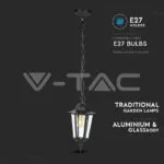 V-TAC VT-7072 Градинска Висяща Лампа E27 Мат Черен
