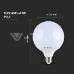 V-TAC VT-7195 LED Крушка 13W E27 G120 Глобус Термо Пластик Бяла Светлина Димируема
