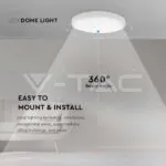 V-TAC VT-7619 24W LED Плафон Кръг Бяла Рамка 4000К IP44
