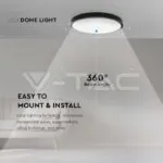 V-TAC VT-7633 18W LED Плафон Кръг Черна Рамка 3000К IP44