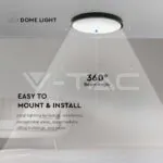 V-TAC VT-7641 30W LED Плафон Кръг Черна Рамка 6400К IP44