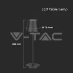 V-TAC VT-7652 2W LED Настолна Лампа 4400mA Батерия Черно Тяло IP54 3000K