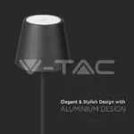 V-TAC VT-7652 2W LED Настолна Лампа 4400mA Батерия Черно Тяло IP54 3000K